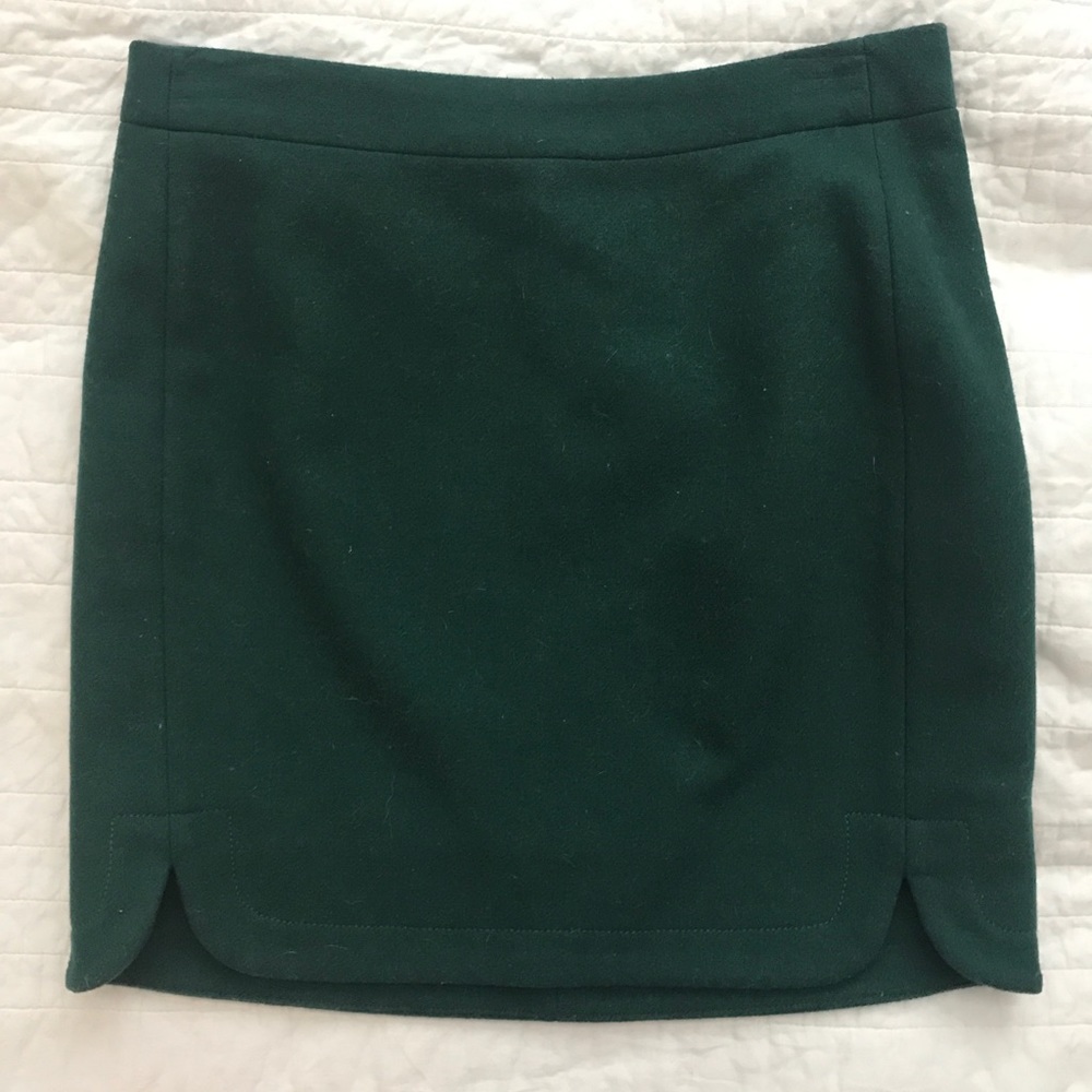 J.Crew Emerald Green Wool Mini Skirt Like New